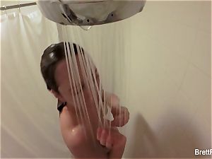 super beautiful towheaded Brett Rossi takes a ultra-cute shower
